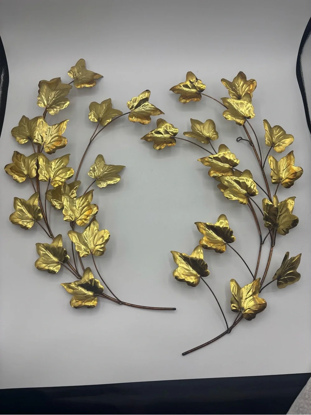 Vintage Metal HOMCO Home Interior Leaves Swag Wall Decor Set Of 2